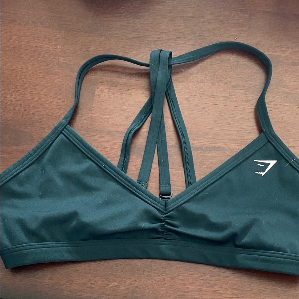 Gymshark Dark Green Strappy Sports Bra